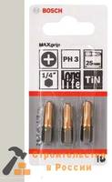 Набор бит BOSCH PH3, TIN, 25мм, 3шт