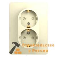 Розетка GLOSSA двойная, с/з, 16А, в сборе, БЕЖЕВЫЙ